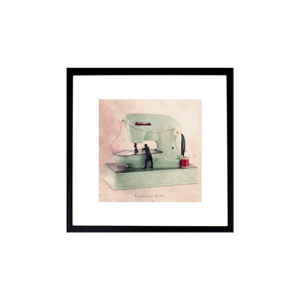 Still life photography, Fun art print, Fun home decor, Home decor, Sewing Machine, Mint green, Seamstress Home decor, 6x6(15x15cm)