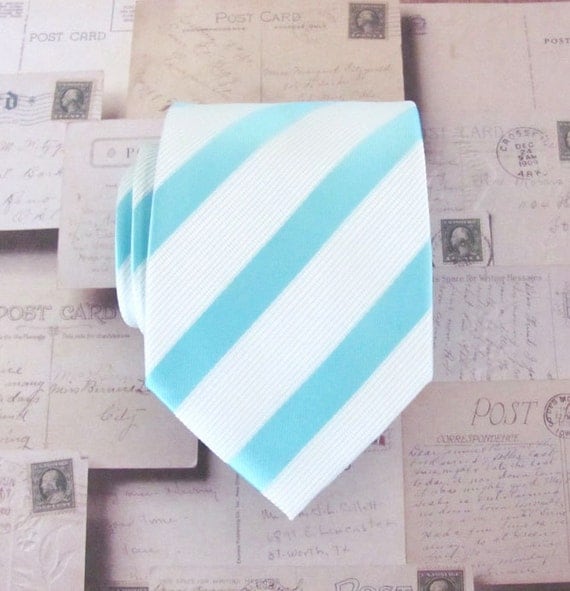 Necktie Blue and White Striped Silk Tie