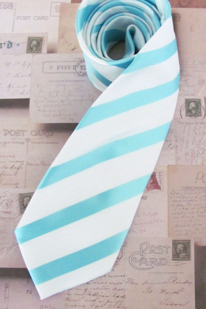 Necktie Blue and White Striped Silk Tie