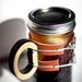 Tall 12 oz. Mason Jar Mug - Wooden handle securely wired over non-slip gasket strips