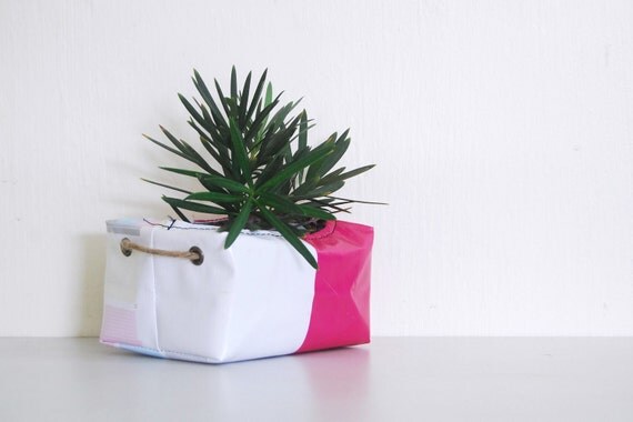 Planter (Small) No. 40 - Recycled Billboard Banner - Eco-Friendly