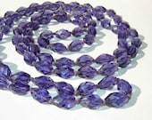Vintage 20s Purple Flapper Necklace Crystal Beaded Bohemian Amethyst Glass - metroretrovintage