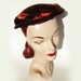 Vintage 50s Hat Brown Velvet & Orange Satin Braid Lucy Cocktail Cap
