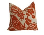Free US Shipping-Designer Pillow Cover-Thomas Paul Aviary in Tangerine-18"x18"