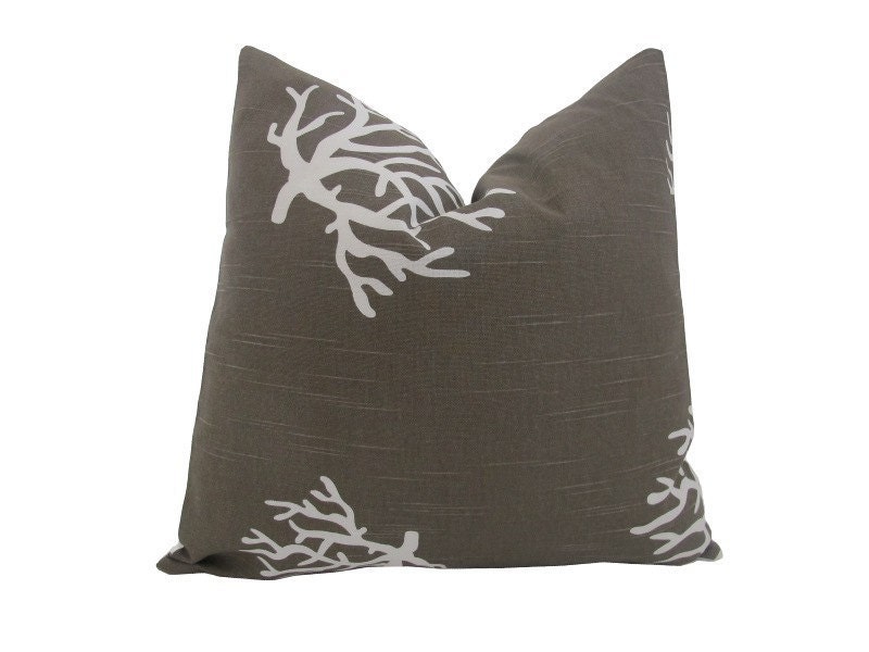 Free US Shipping-Decorative Designer Pillow Cover-Indoor/Outdoor-Tobacco And Reef Coral-18 inch