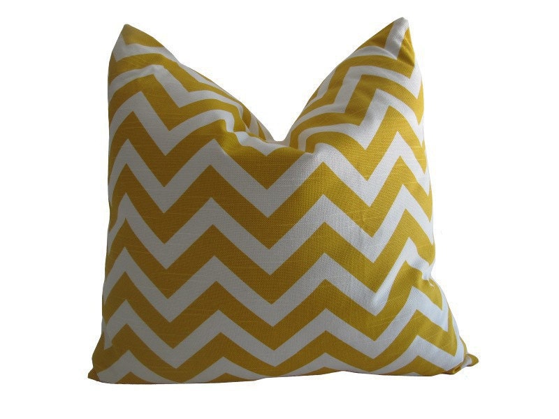 Free US Shipping-Decorative Designer Pillow Cover-16 inch-Zig Zag Chevron In Corn Yellow
