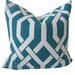 Free US Shipping-Decorative Designer Outdoor-Indoor Pillow Cover-20 inch-Treillage in AquaMarine