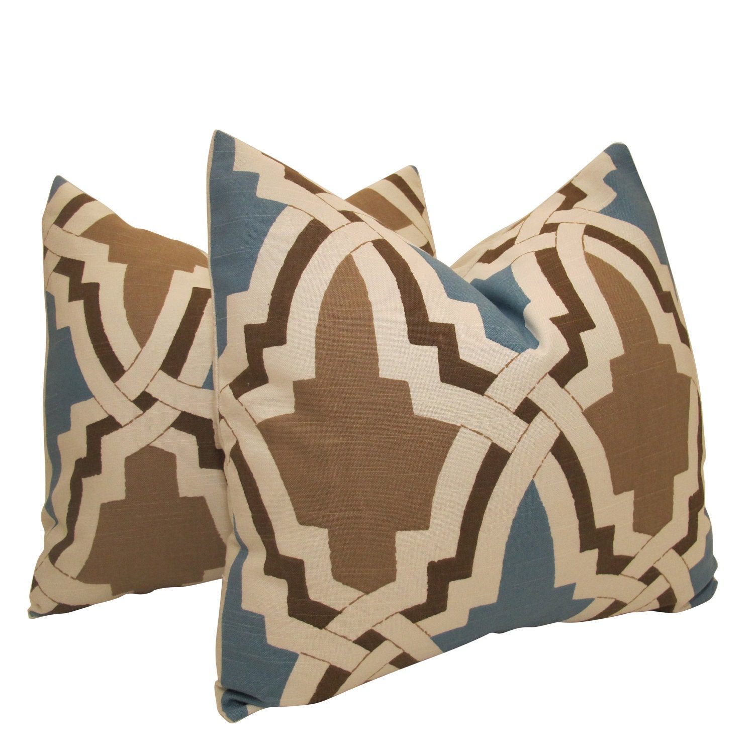 Free US shipping-Pair of Decorative Designer Pillow Covers-Emphatic Trellis By Highland Court-18 inch