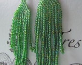 Chandelier Earrings Green Long Dangle