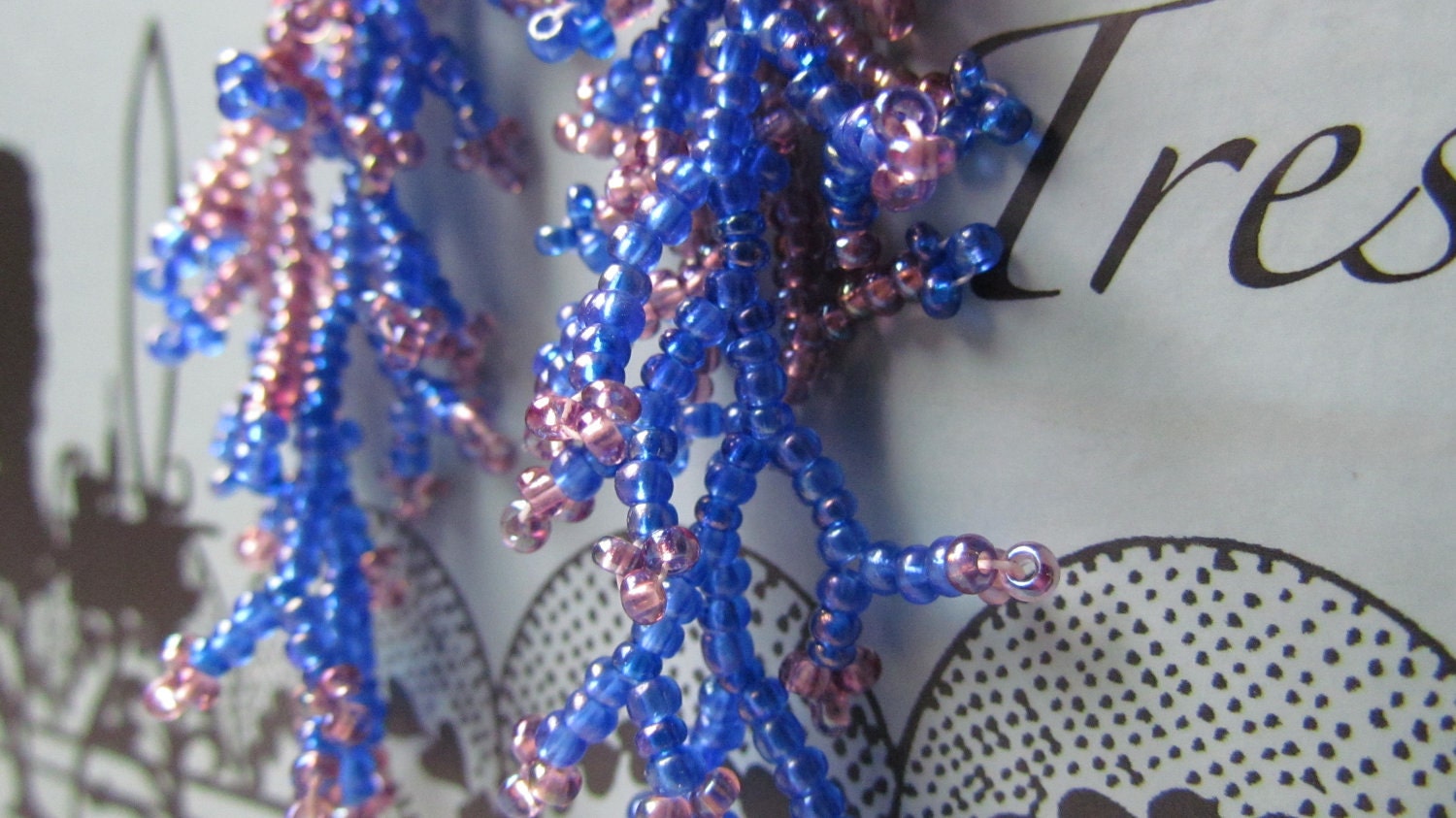 Coral Earrings Blue and Purple Long