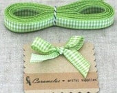 Wholesale Green Gingham Check ribbon 25 yard roll
