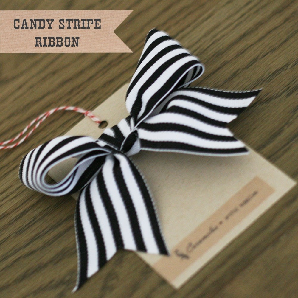 Wide Black Candy Stripe Ribbon 3 yards