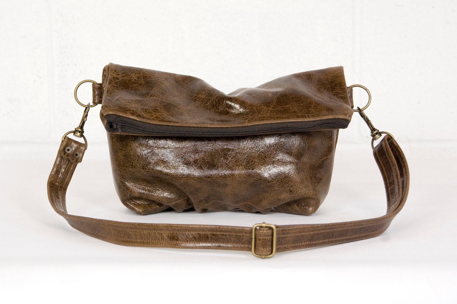 Foldover Clutch in Coffee Bean Brown Leather - LAST ONE - Ready to Ship