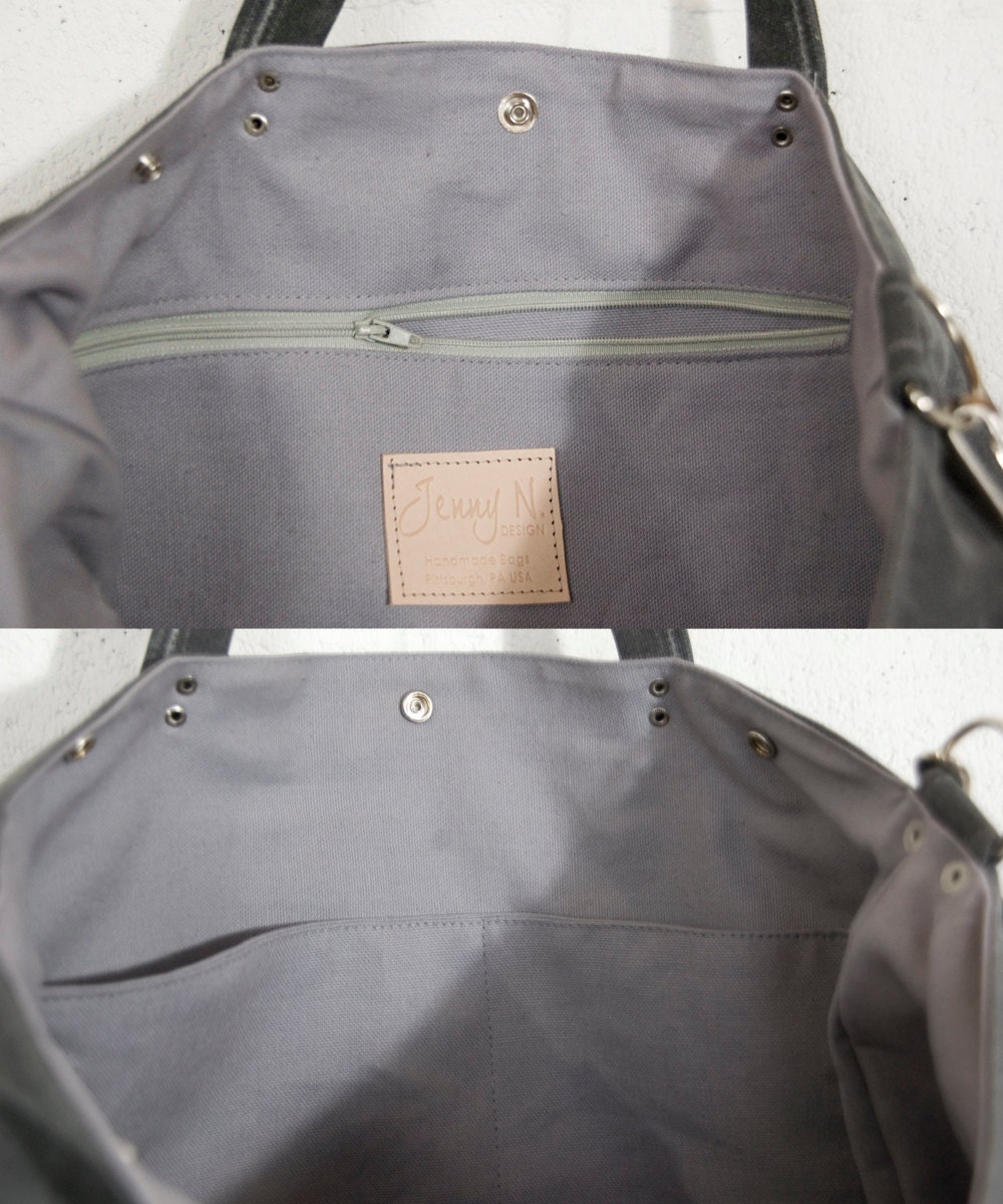 Archive Bag in Dark Shadow Gray Waxed Canvas - LAST ONE - Made to Order