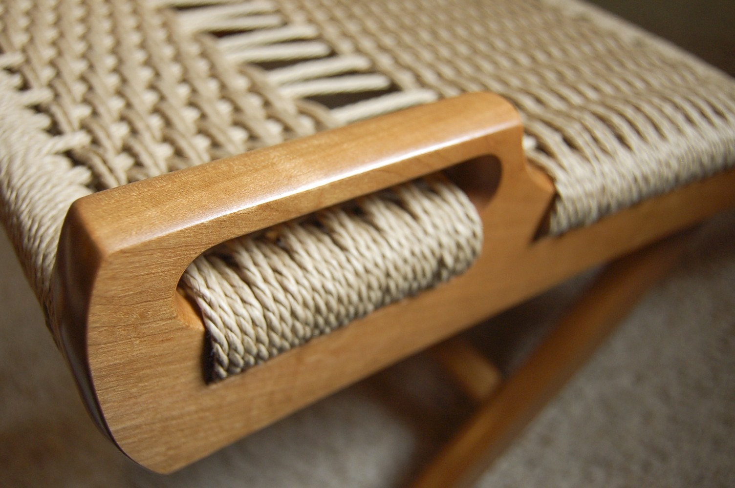 Wegner danish cord folding chair and ottoman