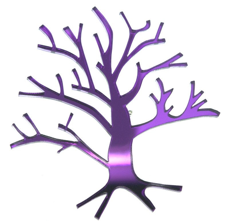 Winter Tree Brooch. Laser cut purple mirror acrylic.