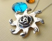 Om Ohm Necklace Namaste Jewelry Sterling Silver Sun