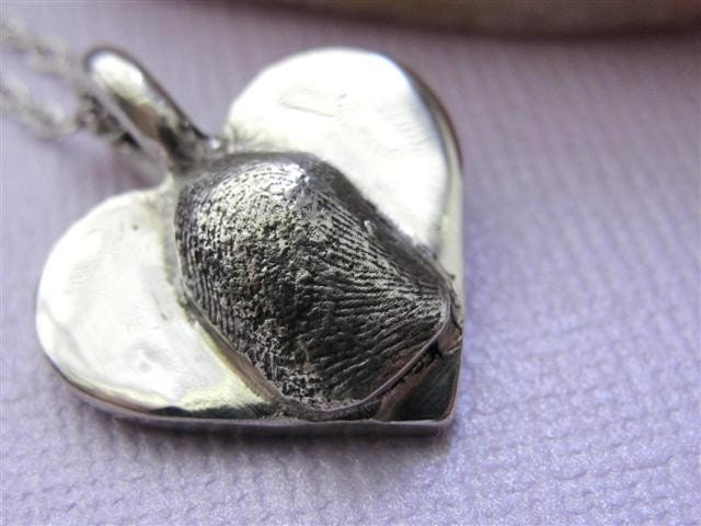 Fingerprint Heart Necklace in Sterling Silver Personalized