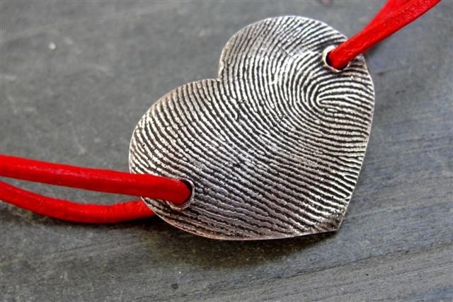 Fingerprint Bracelet Thumbprint Heart in Sterling Silver