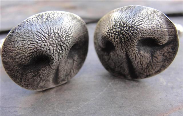 Custom Dog Nose Cufflinks Cuff Links Personalized Sterling Silver Fathers Day