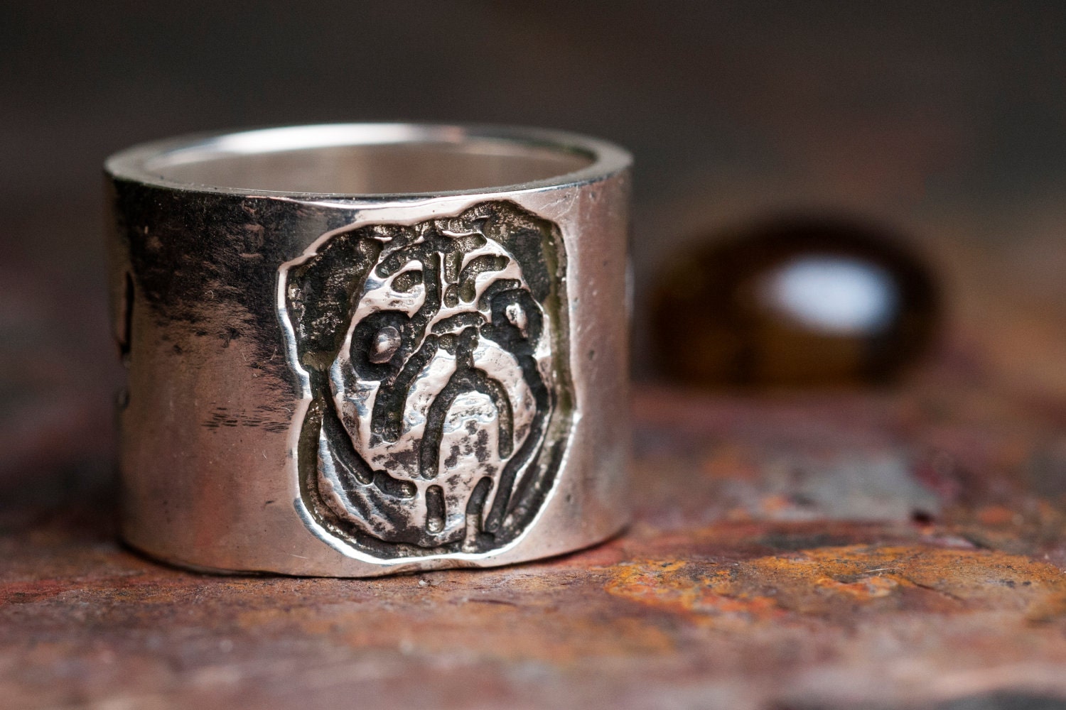 Custom Dog Portrait Ring Pet Portrait Personalized Sterling Silver