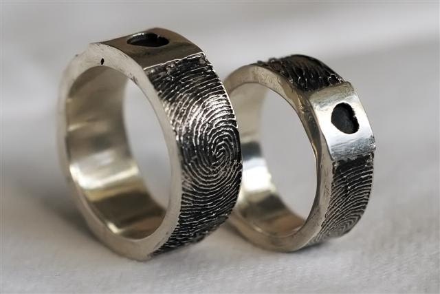 Fingerprint Ring Personalized Mothers Valentines Sterling Silver Jewelry