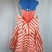 Vintage 50s Frank Starr Organdy Red Stripe Party Dress Full Skirt