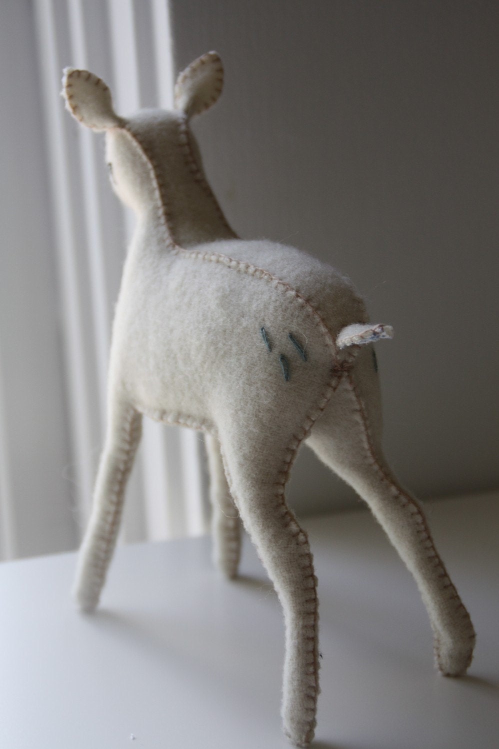 little deer in wool and blue cotton...
