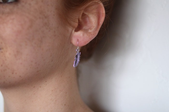no. 268 Tiny Gold Feather Earrings