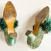 Art Deco Shoes - Ostrich Feather Trim High Vamp 1920s Size 4 English