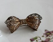 Antique Sterling Silver Filligree Bow Pin Italy