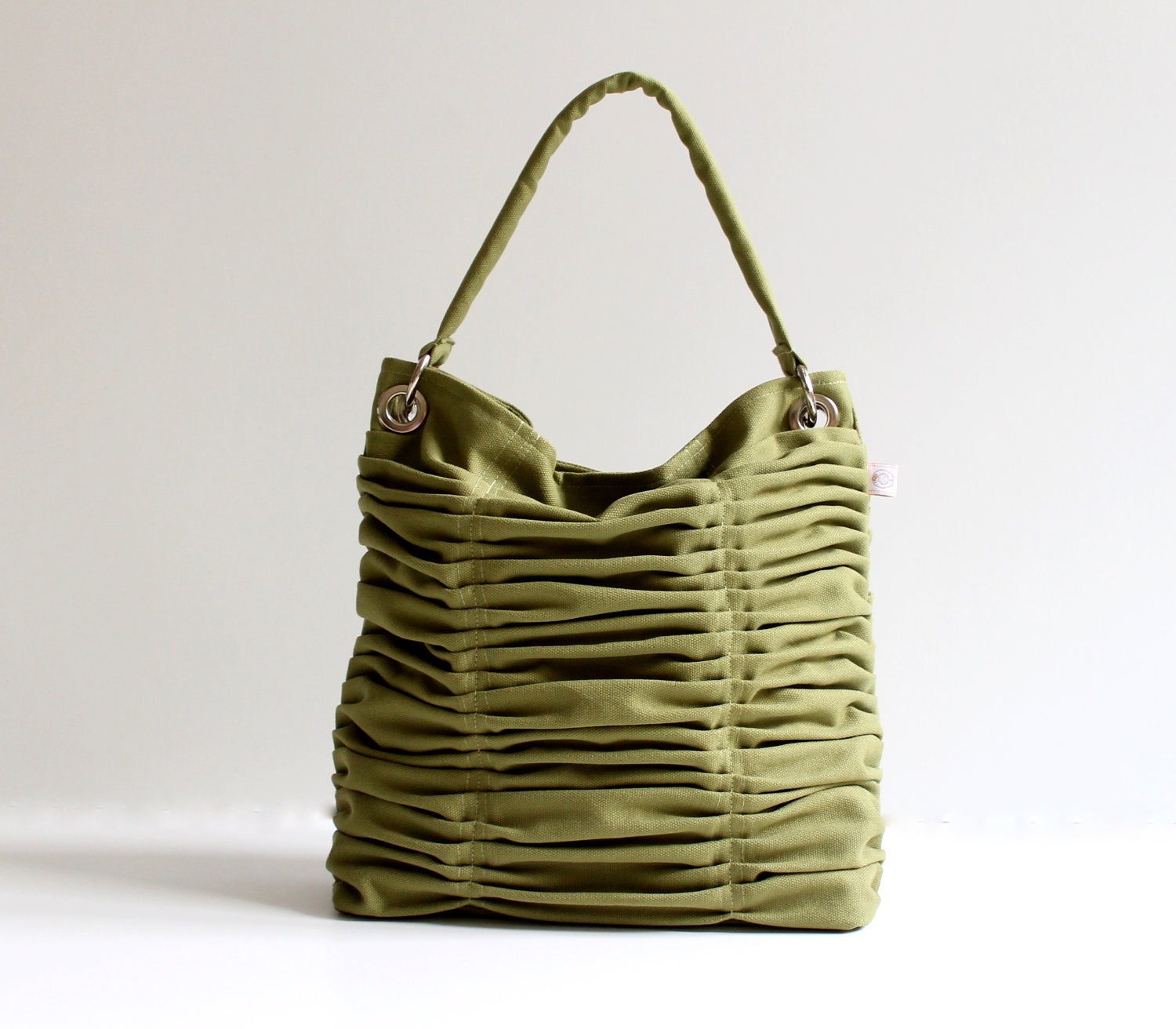 Poetry in Olive Green / Pleated Bag / Shoulder Bag / Diaper Bag / Large / Ruffles Bag / Pistachio / Messenger / Cross Body / Choose Color