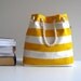 Sailor Tote Bag --for market or beach or gym-- -yellow and white bold striped, X-Large and cotton rope straps-