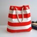 Sailor Tote Bag --for market or beach or gym-- - dark blue and white bold striped, X-Large and cotton rope straps-