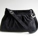 Perry in Silver Black Velvet -Small- --adjustable strap and top ZIPPERED CLOSURE --