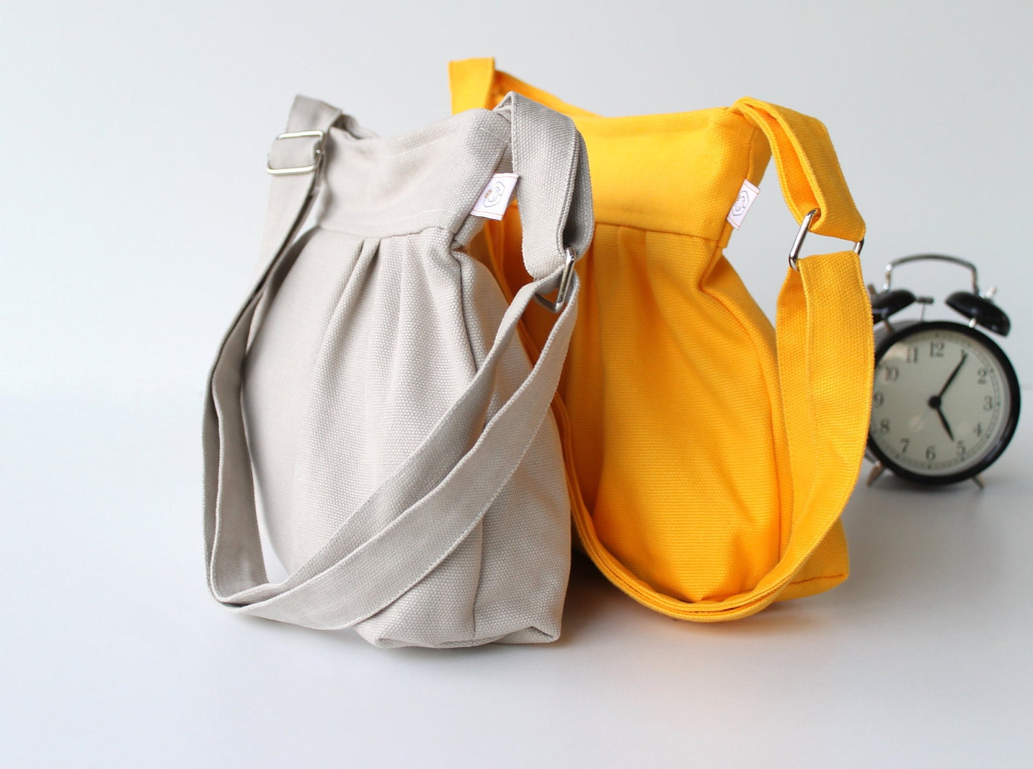 Pleated Bag in Canary Yellow - Small - adjustable strap / top ZIPPERED CLOSURE / Christmas gift / Holiday / For women / Teens / For her