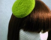 Green Felt Beret Felted Mini Hat Olive Drop