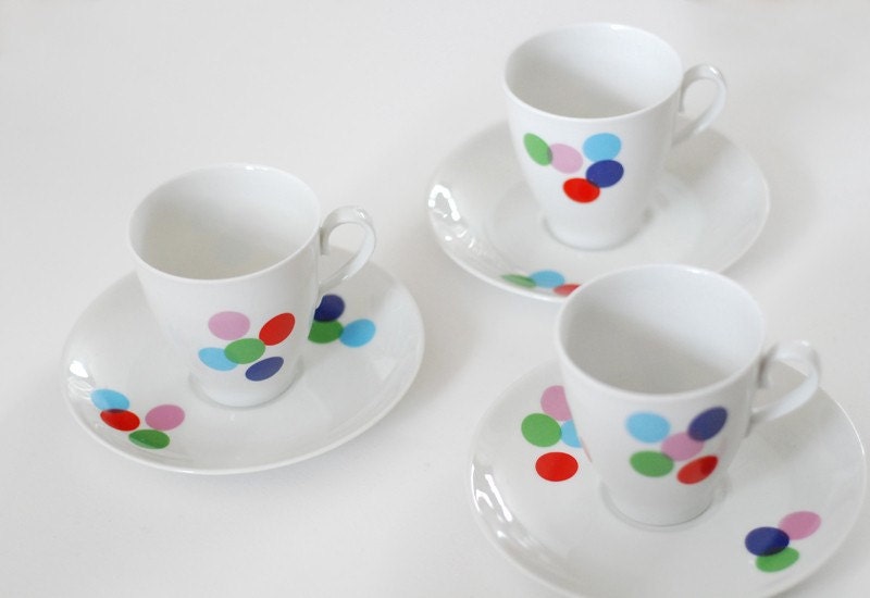 SALE Lots of dots three cup and saucer sets