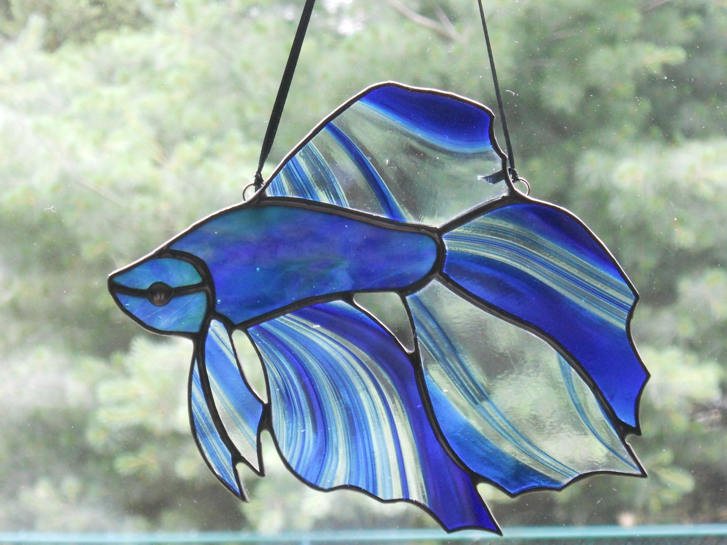 Stunning Betta Fish Stained Glass Suncatcher by connysstainedglass