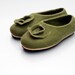 Women house shoes, Wool slippers OLIVE