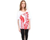 Feather headdress print slouchy white Tee