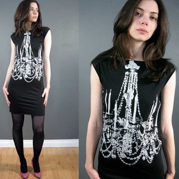 Chandelier women black tshirt dress S\/M\/L\/XL