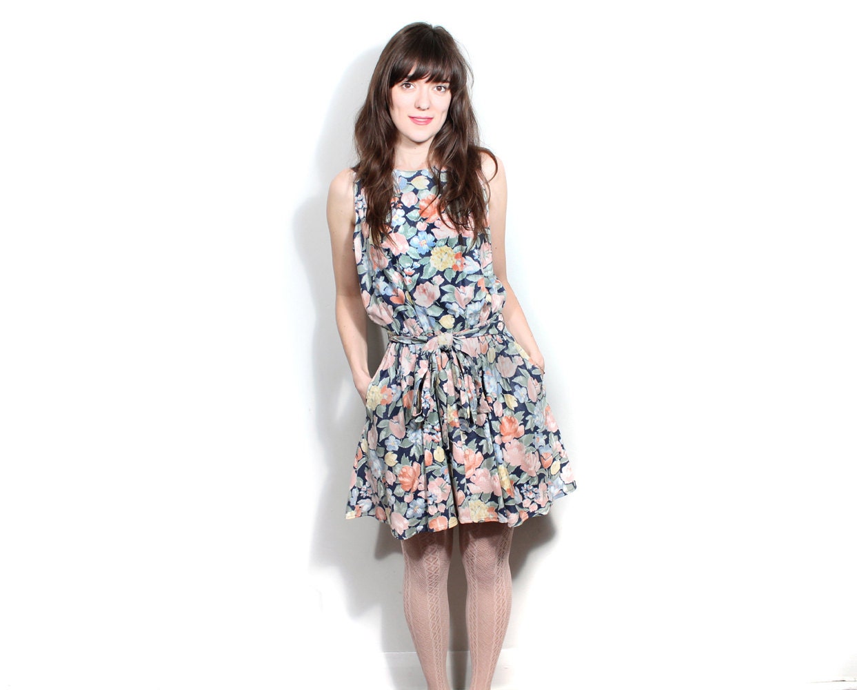 Vintage floral day party summer dress Small / Medium