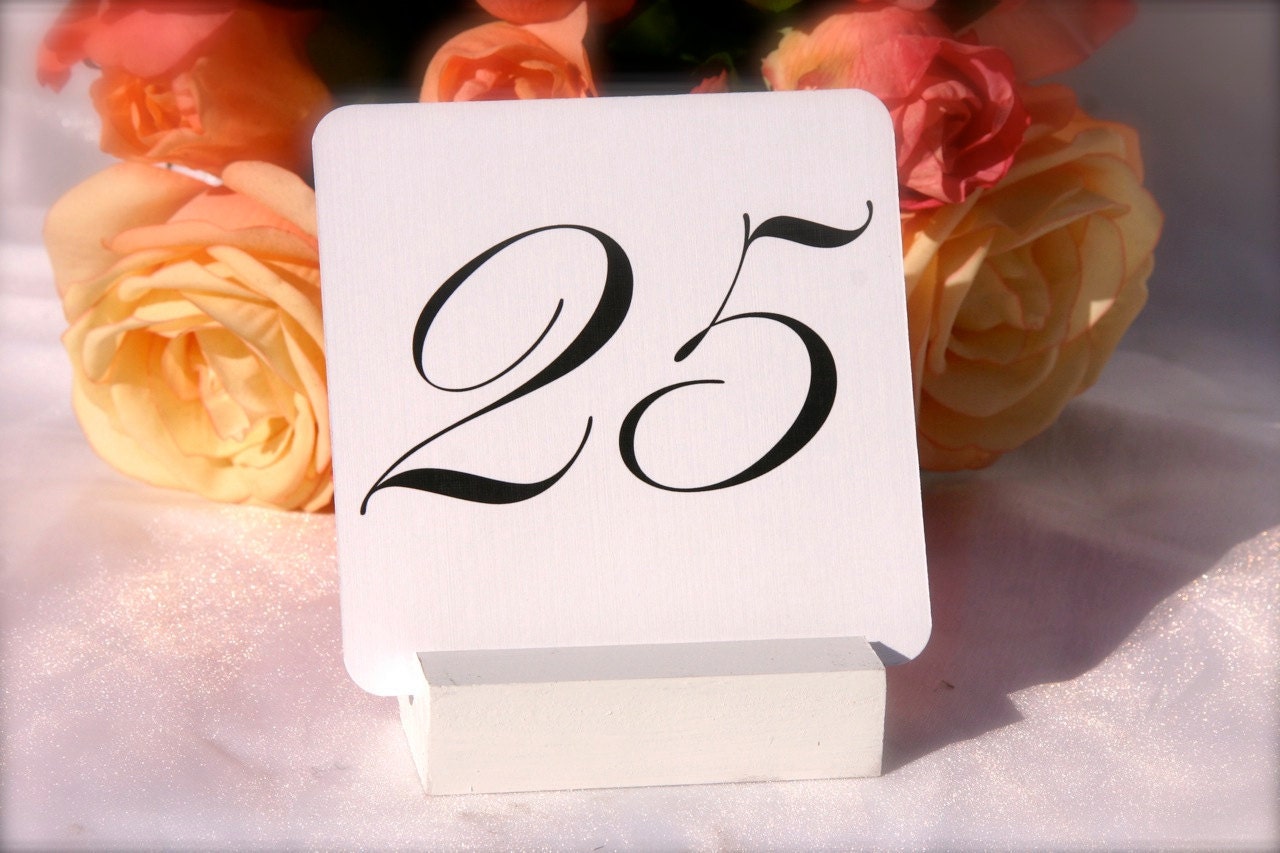 4 x 4 White Linen table number cards - Set of 10 (1 thru 20)