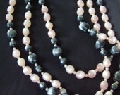 Vintage Flapper Necklace Pink and Gray Moonglow