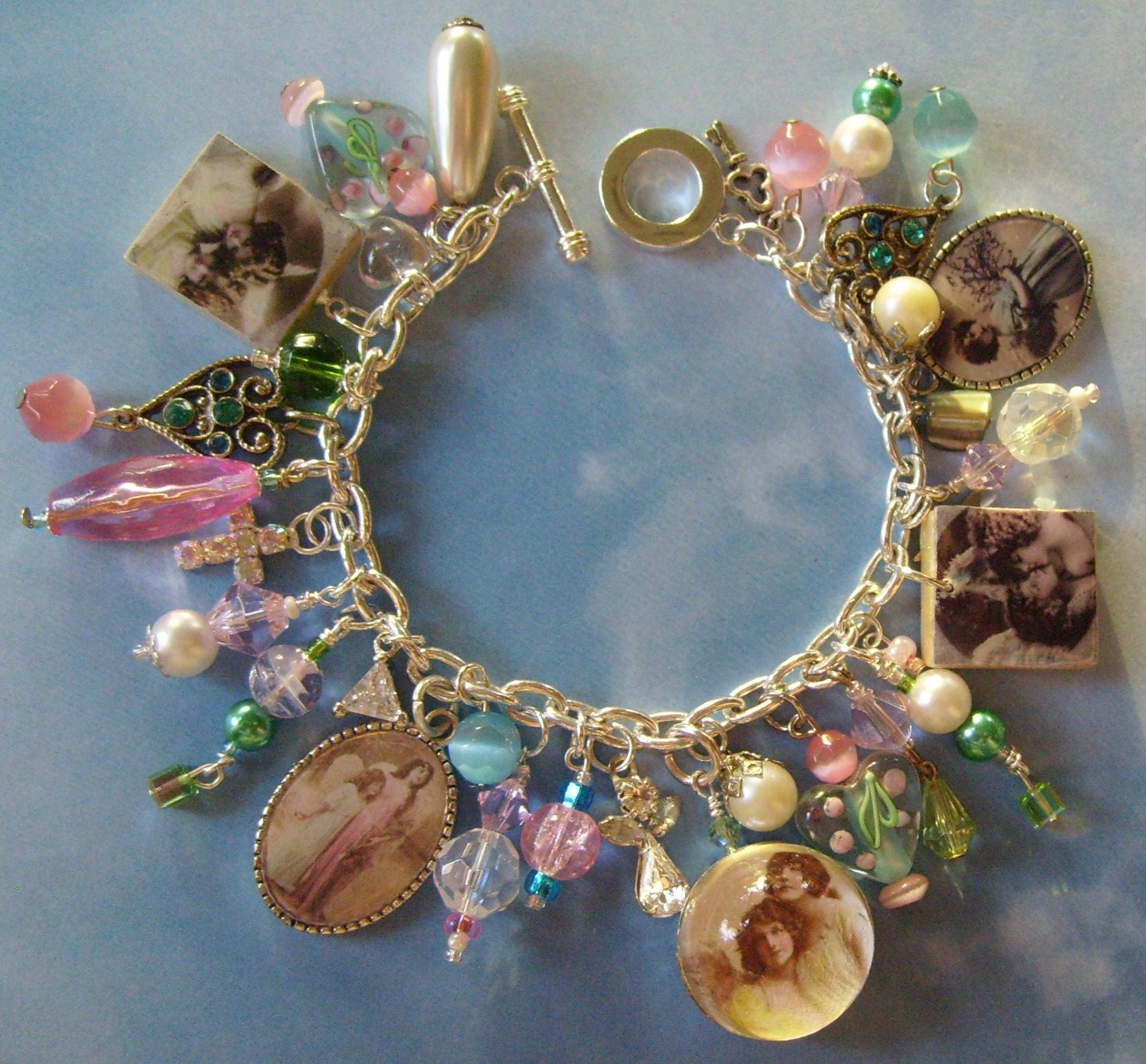 Angels in Soft Pale Pastels Charm Bracelet