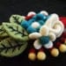 Eco-friendly Felt beads ( 100 multi colored) 1\/4inch, 1\/2inch, 5\/8inch