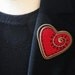 Red felt and zipper heart brooch
