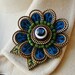 Felt and zipper  flower brooch... deep turquoise