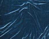 Teal Blue Washed Silk Velvet Fabric - fat 1/4